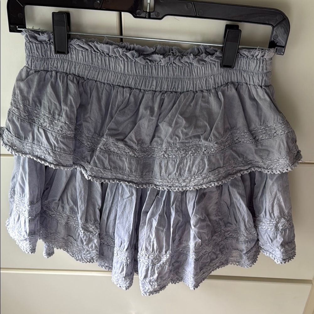 LoveShackFancy  blue tiered skirt XS